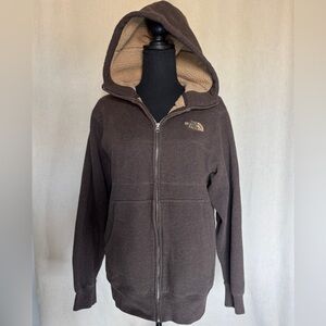 The North Face Brown Fleece Lined Zip Up Jacket Hoodie